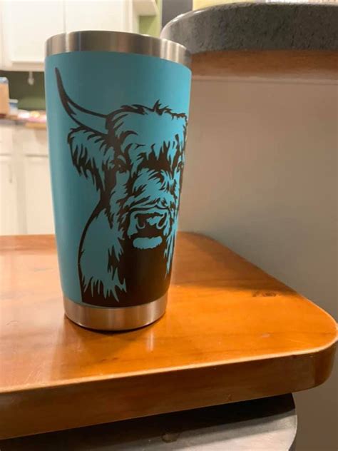 Highland Cow Premium Vinyl Decal On Tumbler Or Water Bottle Etsy