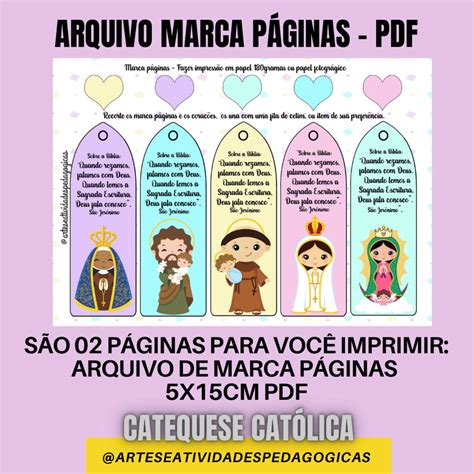 Marca Páginas Arquivo Digital Jesus e Santinhos em pdf Elo7