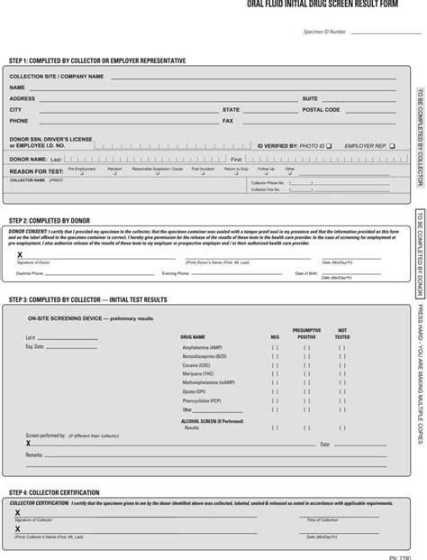 Drug Test Results Form Template