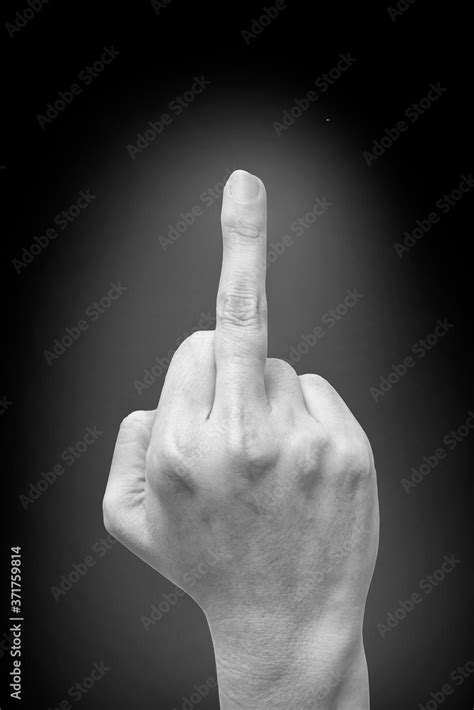 Woman S Hand Show Middle Finger On Black Background Fuck You Symbol Black And White Tone