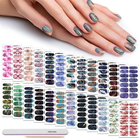 Amazon DANNEASY 24 Sheets Marble Print Nail Polish Strips Self