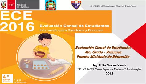 Evaluación Censal Cuarto Grado 2016 PPT