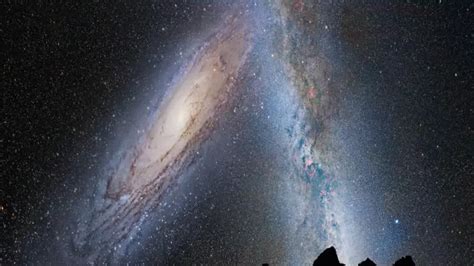 The Milky Way Galaxy And The Andromeda Galaxy Collision Youtube