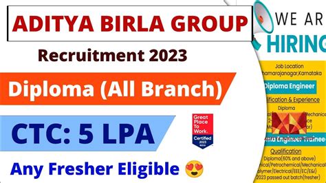 ADITYA BIRLA GROUP Recruitment 2023 Diploma Engineer Trainee Fresher