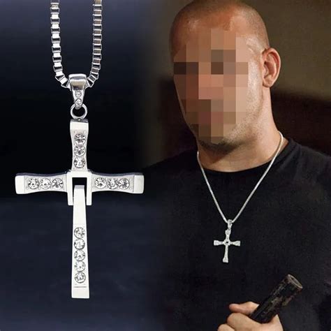 Dominic Toretto Rhinestone 14k Gold Cross Crystal Unique Cross Necklaces For Fast And Furious