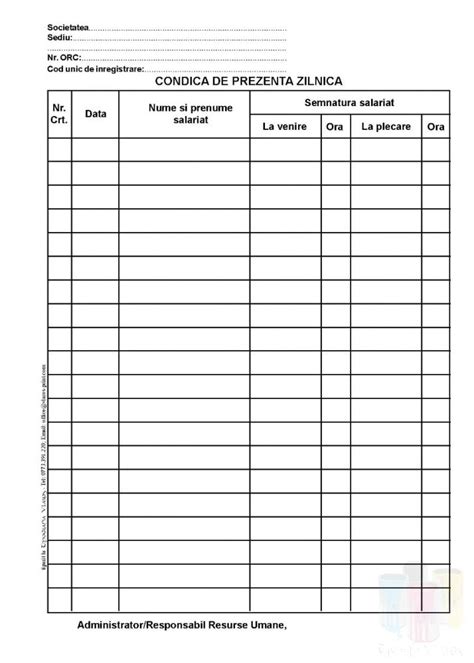 Condica De Prezenta Model Conform Modificari Codul Muncii 2017