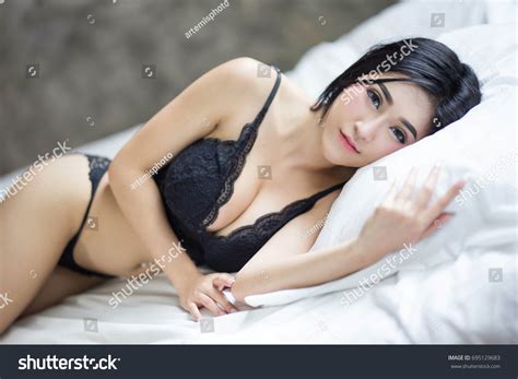 Sexy Woman Lingerie Posing Her Bed Stock Photo Shutterstock
