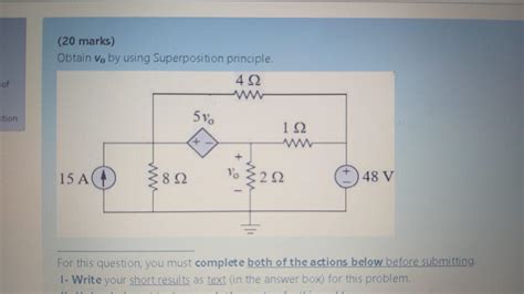 Solved 20 Marks Obtain Vo By Using Superposition