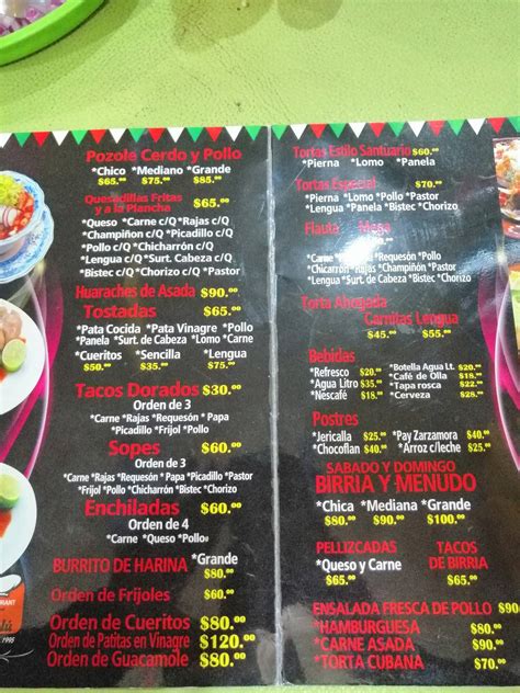 Carta De Restaurant Antojitos Mexicanos Lul Zapopan