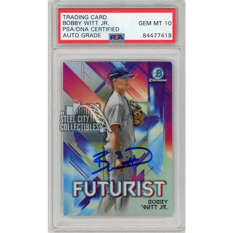 Bobby Witt Jr Bowman Chrome Futurist Autographed Rookie Card Psa