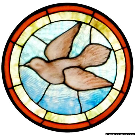 Dove Dial Religious Stained Glass Window