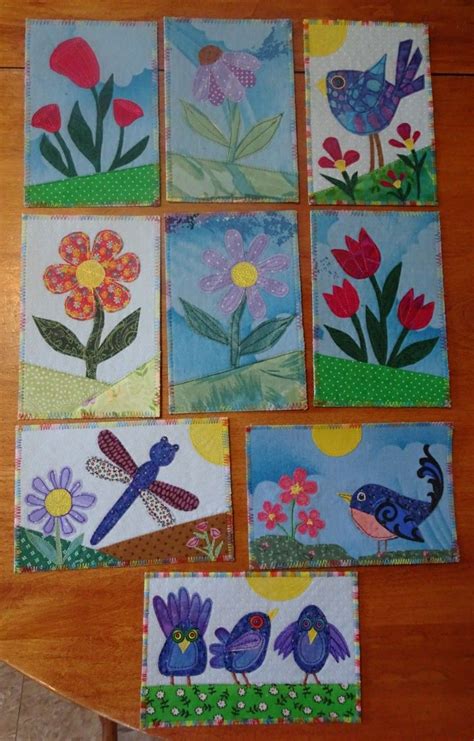 Quilted Fabric Postcards