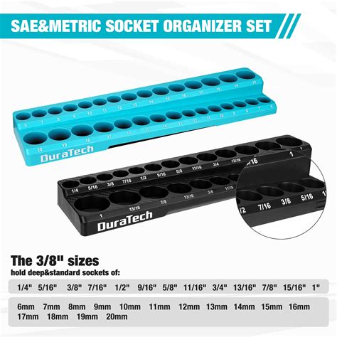 Duratech Magnetic Socket Organizer Set 38 Drive Saeandmetric Socket