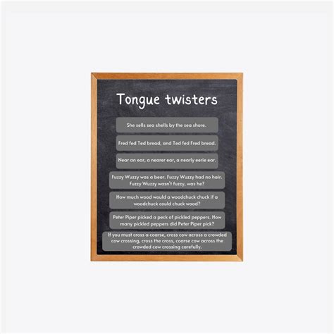 Tongue Twisters Printable Wall Art Wall Art Modern Classroom - Etsy