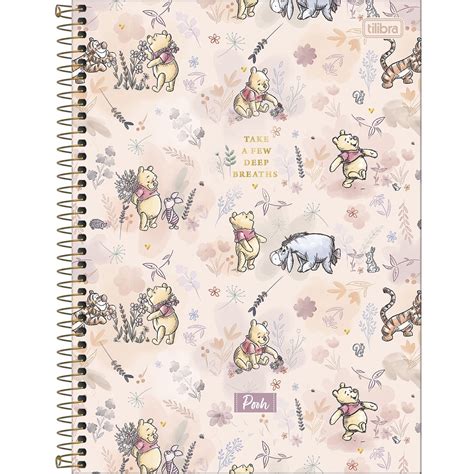 Caderno Espiral Capa Dura Universit Rio Mat Ria Pooh Folhas