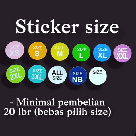 Jual Sticker Label Tempel Ukuran Baju Sticker Size S M L Xl Xxl Kab Tangerang Label