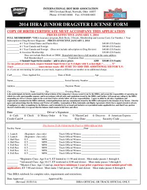 Fillable Online Ihra Junior Dragster License Form Empire Dragway