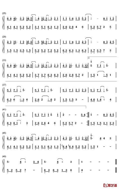 我爱你不问归期钢琴简谱 数字双手 白小白 简谱网