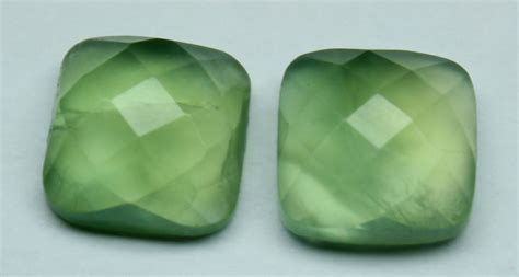 Green Prehnite Pair Gemstonenatural Prehnite Faceted Mm Etsy