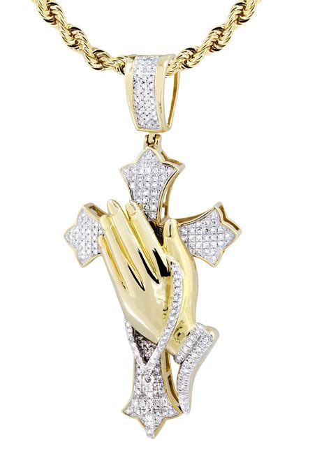 10K Yellow Gold Cross Pendant & Rope Chain | 0.67 Carats – FrostNYC