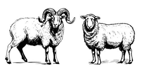 Sheep Ram Breeding Sketch Hand Drawn Doodle Style Illustration Cartoon