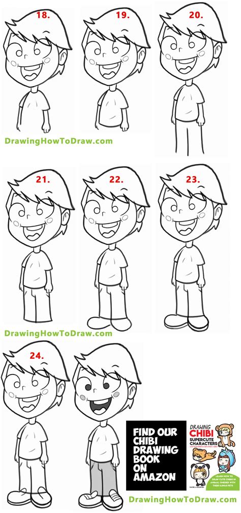 How to Draw a Cartoon Boy Standing With Easy Step by Step Drawing ...