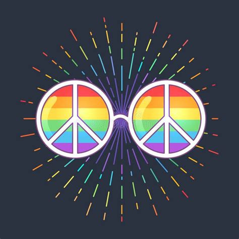 óculos De Sol Hippie Lentes Arco íris E Sinal De Paz Orgulho Gay