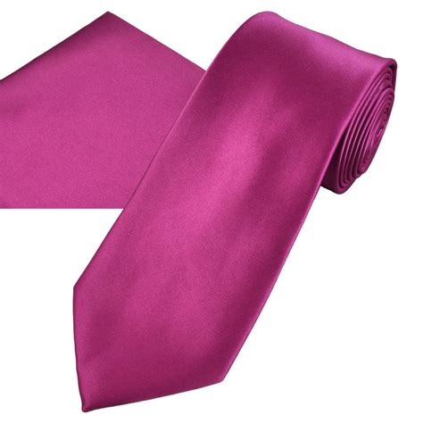 Plain Fuchsia Pink Men S Satin Tie Pocket Square Handkerchief Set