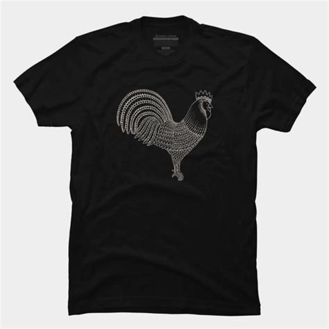 Vintage Chicken Rooster King Drawing Illustration Mens Perfect Tee By