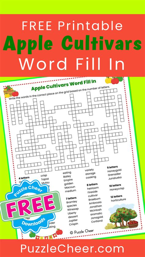 Apple Cultivars Word Fill In Puzzle Puzzle Cheer