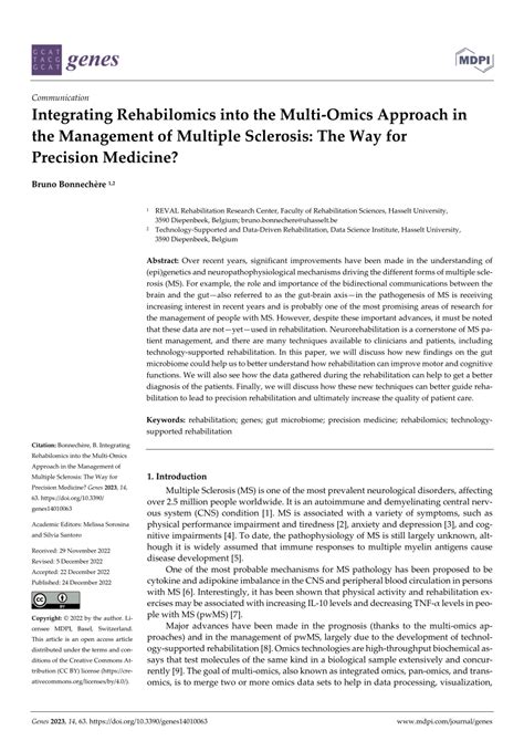 Pdf Integrating Rehabilomics Into The Multi Omics Approach In The