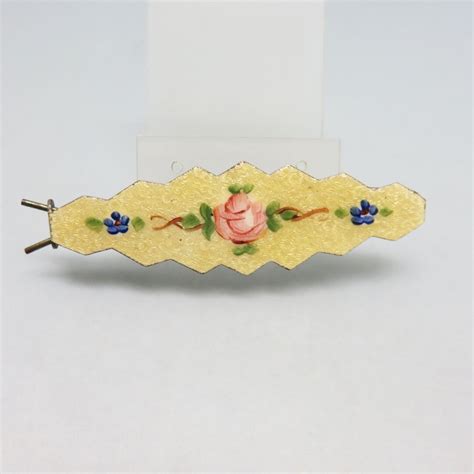 1960s Yellow Guilloche Enamel Hair Barrette 3 Inches Long Etsy