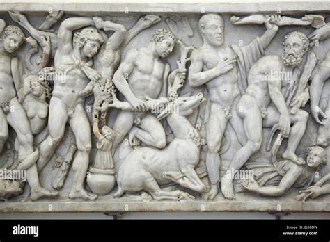 Labours Of Heracles Roman Marble Sarcophagus From Around Ad