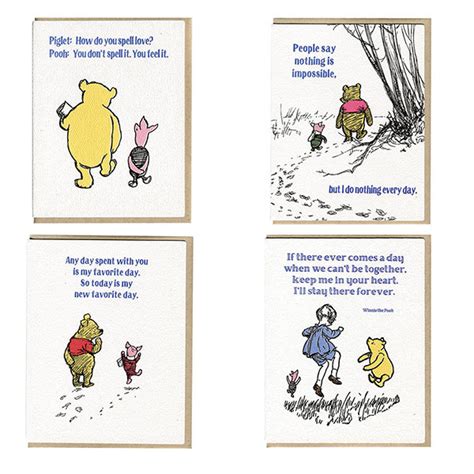 Letterpress Winnie The Pooh Cards Set Of Bas Bleu