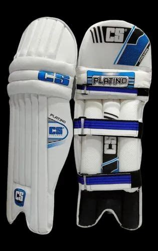 Strap Polyester Blue And White Cricket Batting Leg Guards Size Medium