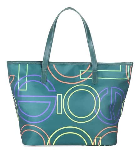 Bolsa Tote Para Mujer Cloe Texil Monograma Estampado Color Verde