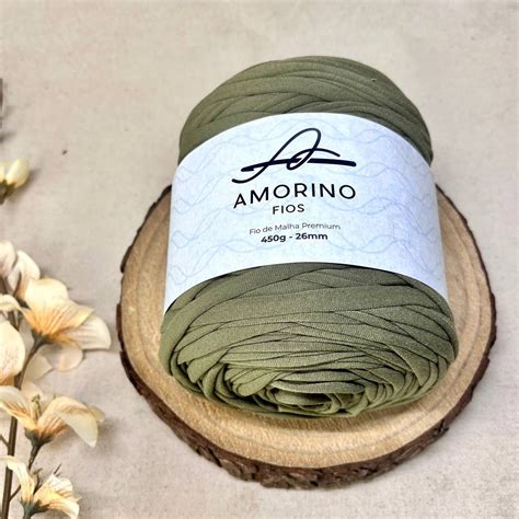 Malha Premium Amorino 450gr Verde Militar 26mm Déa Fios de Crochê