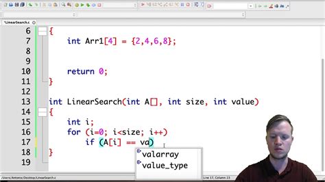 C Programming Linear Search Youtube