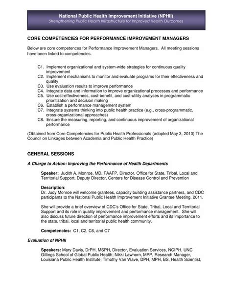 Pdf Core Competencies For Performance Improvement Managers Pdf