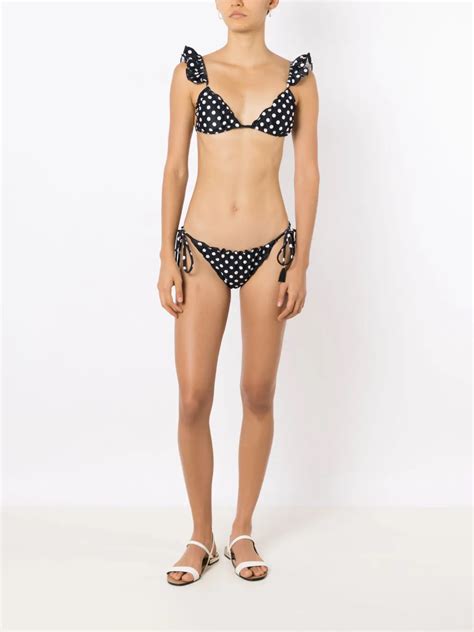 Brigitte Polka Dot Print Ruffled Bikini Farfetch