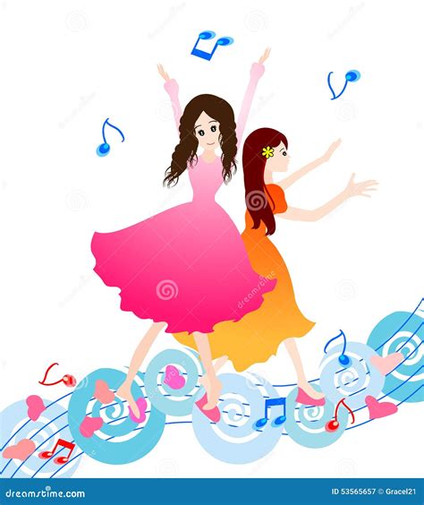 Two beautiful dancing girl stock vector. Illustration of church - 53565657