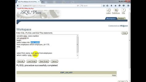 Oracle 10g Pl Sql Class 4 Bind Variables Youtube