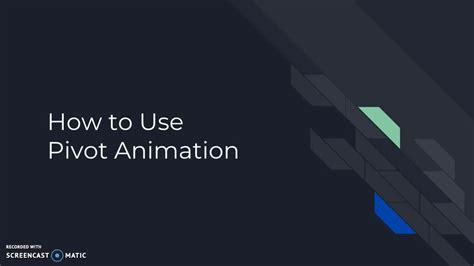 How To Use Pivot Animation Youtube