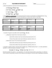 EQUILIBRIUM K WORKSHEET 1 Pdf EQUILIBRIUM WORKSHEET 115 Lab Name 1