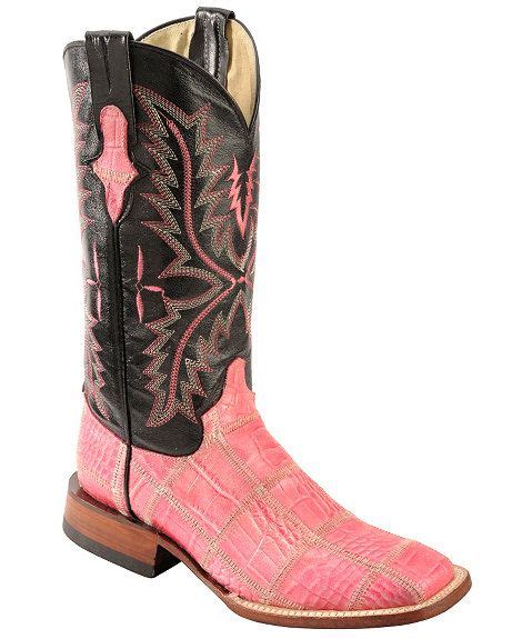 Ferrini Pink Croc Print Patchwork Cowgirl Boots Wide Square Toe Cowgirl Boots Pinterest