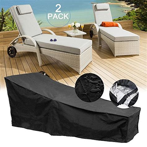 feifei 2 Pack Waterproof Patio Chaise Lounge Covers Durable & Discoloration Resistance Fabric ...