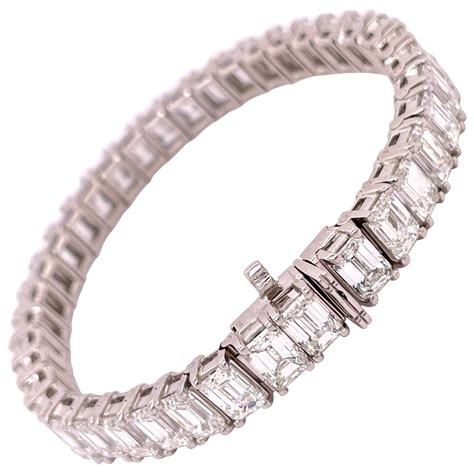 Gia Certified Carat Emerald Cut Diamond Tennis Bracelet For Sale