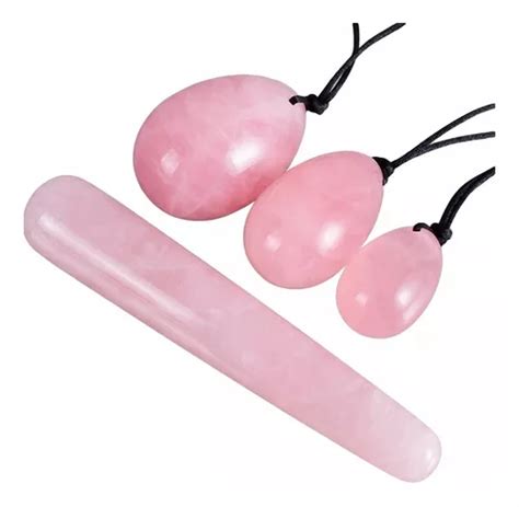 4 Huevos Yoni De Cuarzo Rosa Con Cuerda Ejercicios Kegel Cuotas Sin