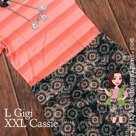 Lularoe Flat Lay Simple Pattern Mixing With Stripe Gigi Top And Cassie