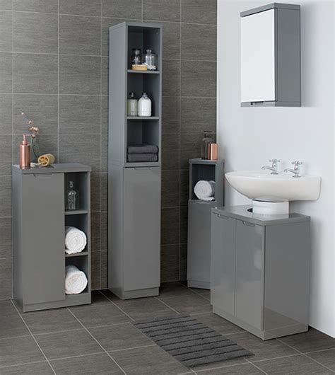 High Gloss Compact Bathroom Complete Set Grey Store Bathroom